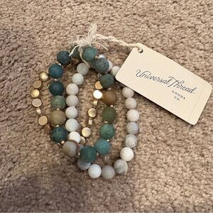 NWT Universal Thread Stone & Brushed Gold Stretch Bracelets